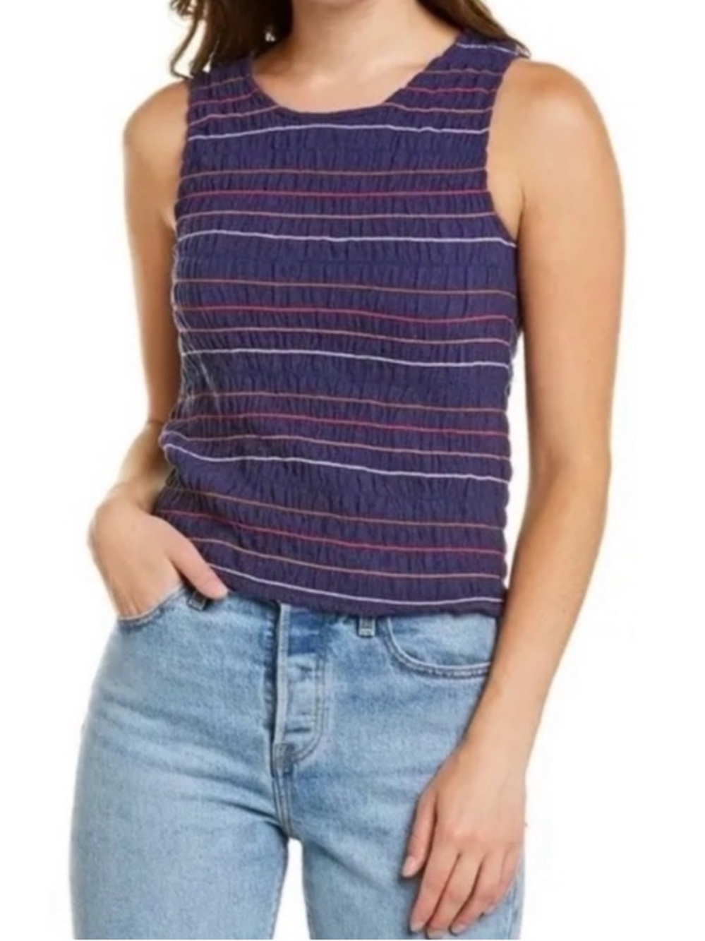 MADEWELL‎ Rainbow Stitch Smocked Tank Medium